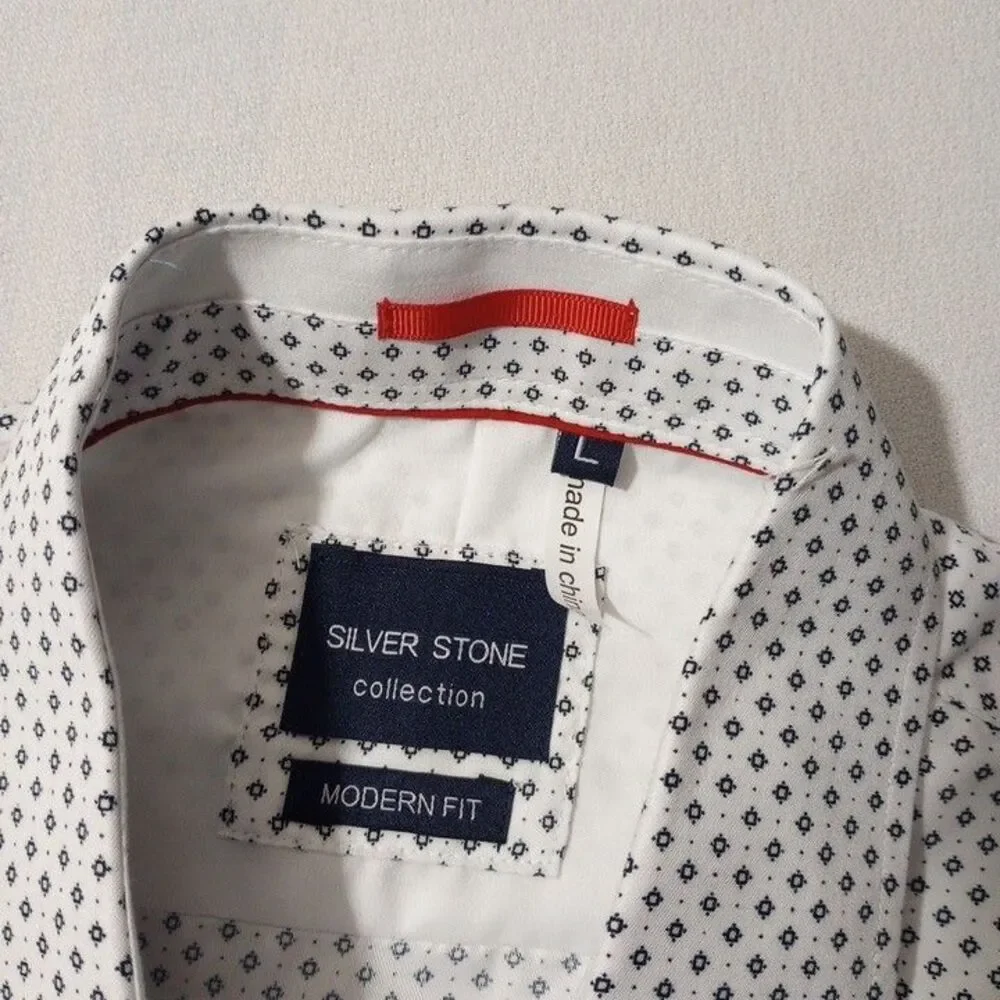 Silver Stone Collection Men's Large Shirt‎ NEW WITH TAGS Modern Fit White